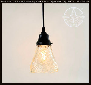Clear Floral Ribbed Shell Pendant Light - The Lamp Goods