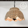 Farmhouse Scalloped Woven Rattan Light Fixture