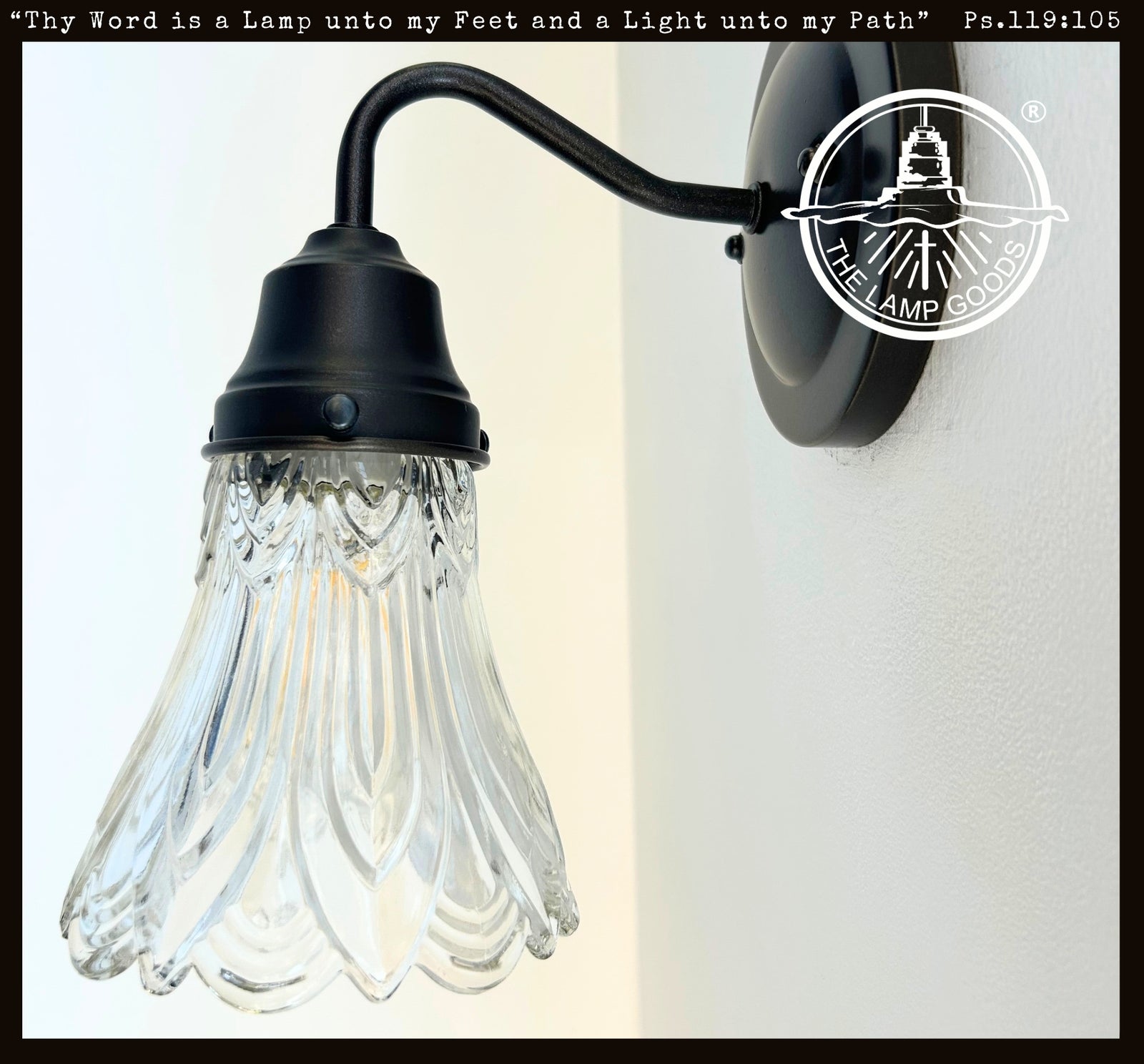 Clear Art-Deco Heavy Pressed Tulip Wall Sconce