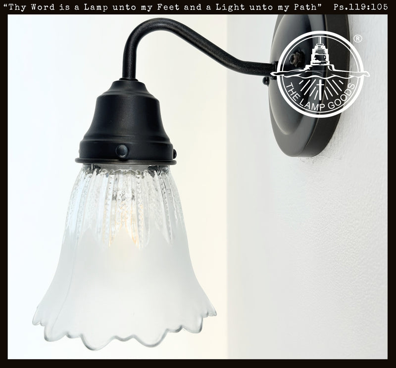 Scalloped Frost and Clear Delicate Hobnail Glass Wall Sconce - The Lamp Goods