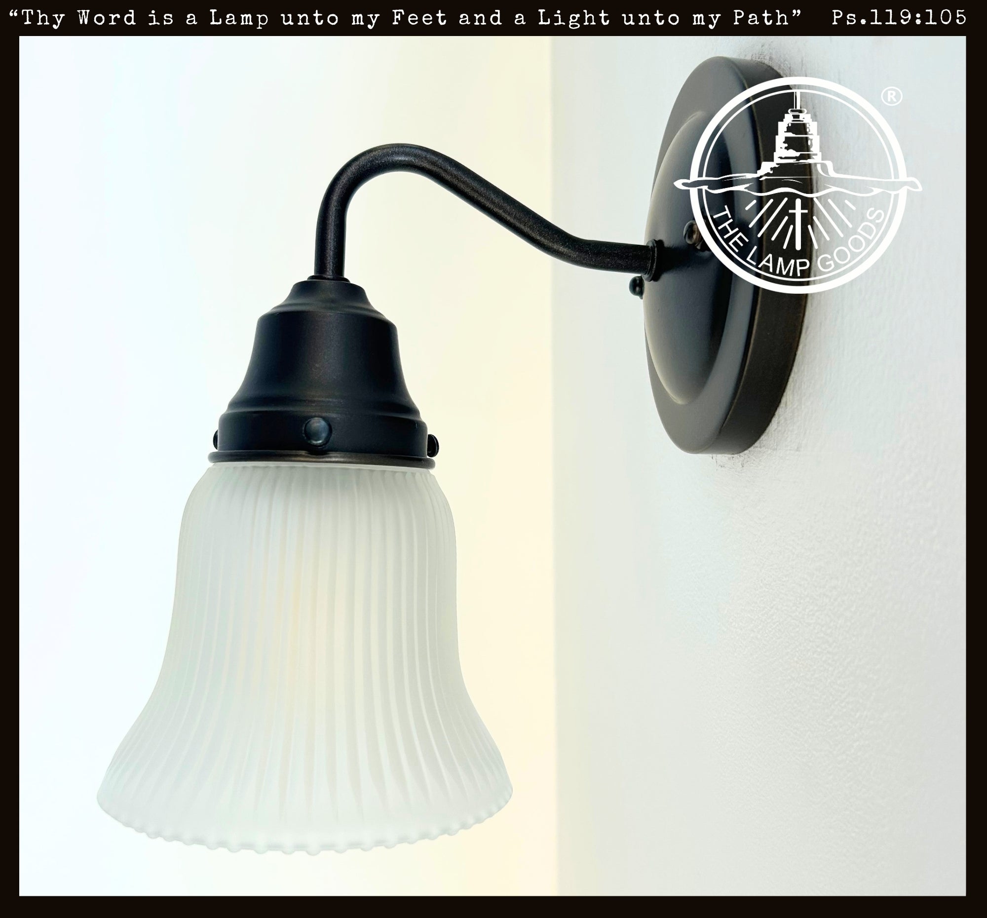 Frosted Bell-Shaped Holophane Glass Wall Sconce