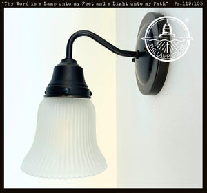 Frosted Bell-Shaped Holophane Glass Wall Sconce