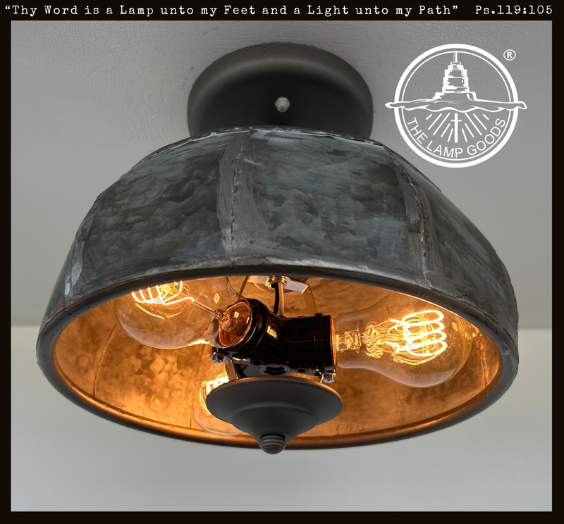 Rustic Metal Farmhouse Ceiling Light With Chain - 8 Sided - The Lamp Goods