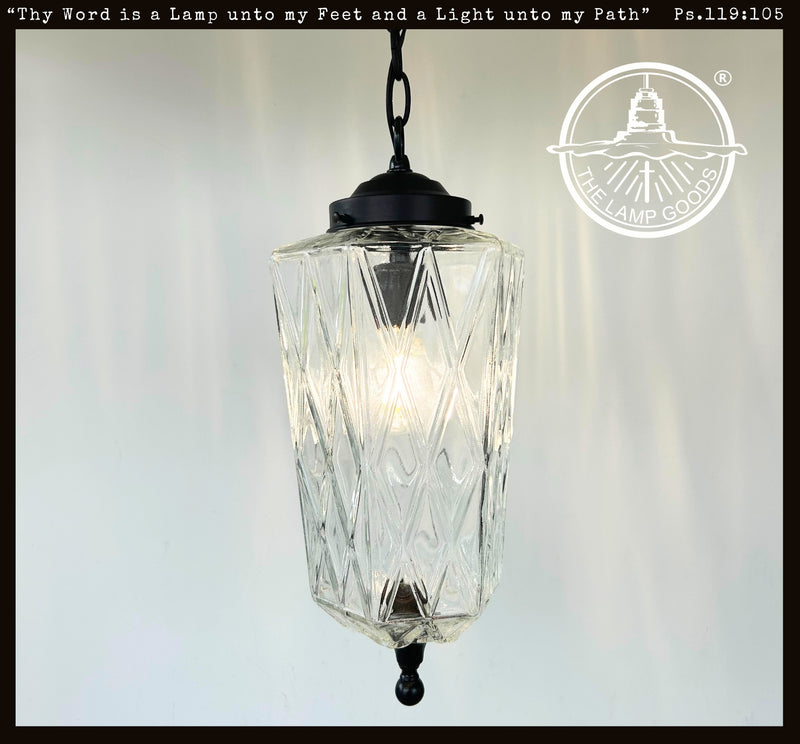 Vintage Diamond Prism Glass Pendant Light - The Lamp Goods