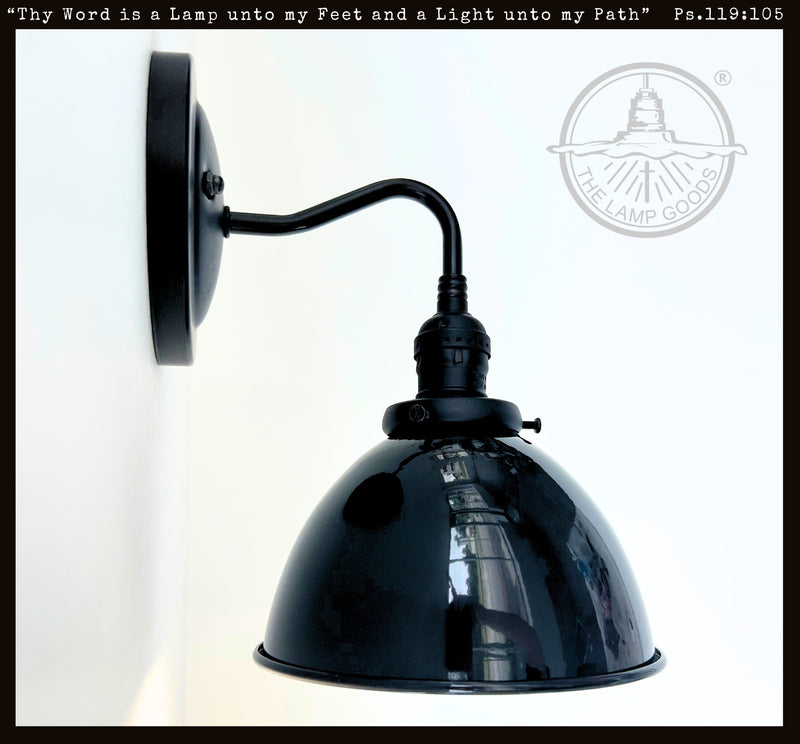 Small Black Enamel Farmhouse Wall Sconce Lighting - The Lamp Goods