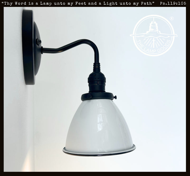 Petite White Enamel Farmhouse Wall Sconce Lighting - The Lamp Goods