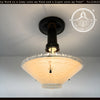 1930’s Peach Frosted Art Deco Suspended Chandelier Ceiling Light