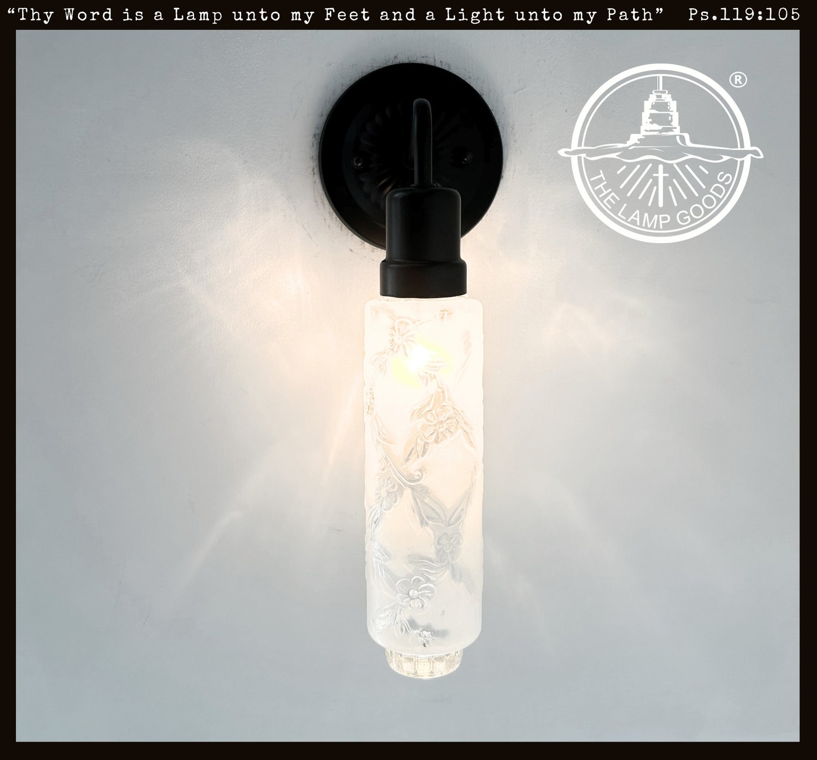 Delicate Narrow Frosted Floral Glass Wall Sconce