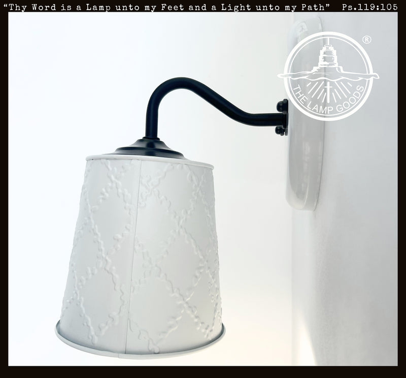 Embossed White Tin Wall Sconce - The Lamp Goods