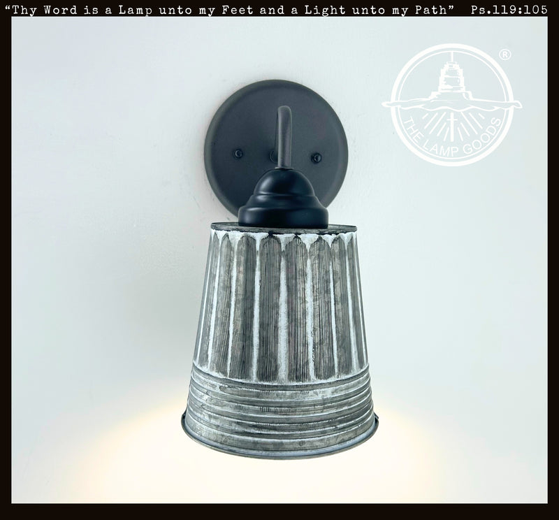 Rustic Galvanized Ribbed Wall Sconce - The Lamp Goods