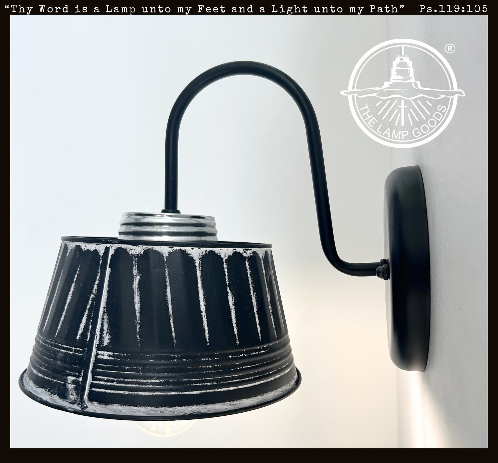 Black Ribbed Galvanized Wall Sconce