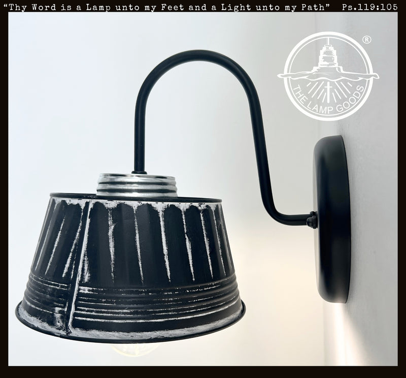Black Ribbed Galvanized Wall Sconce - The Lamp Goods