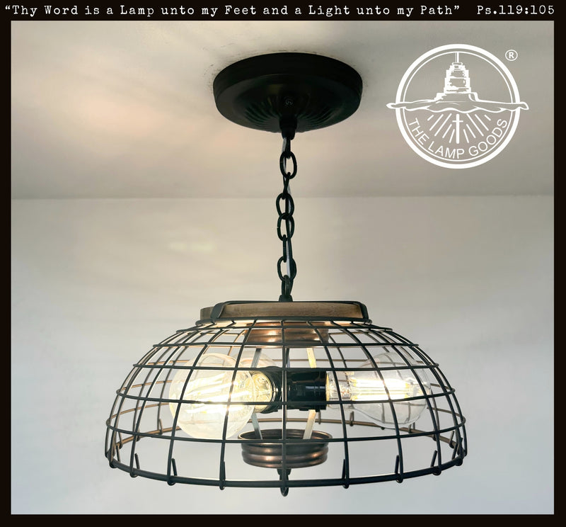 Rustic Industrial Wire Cage Pendant Light - The Lamp Goods
