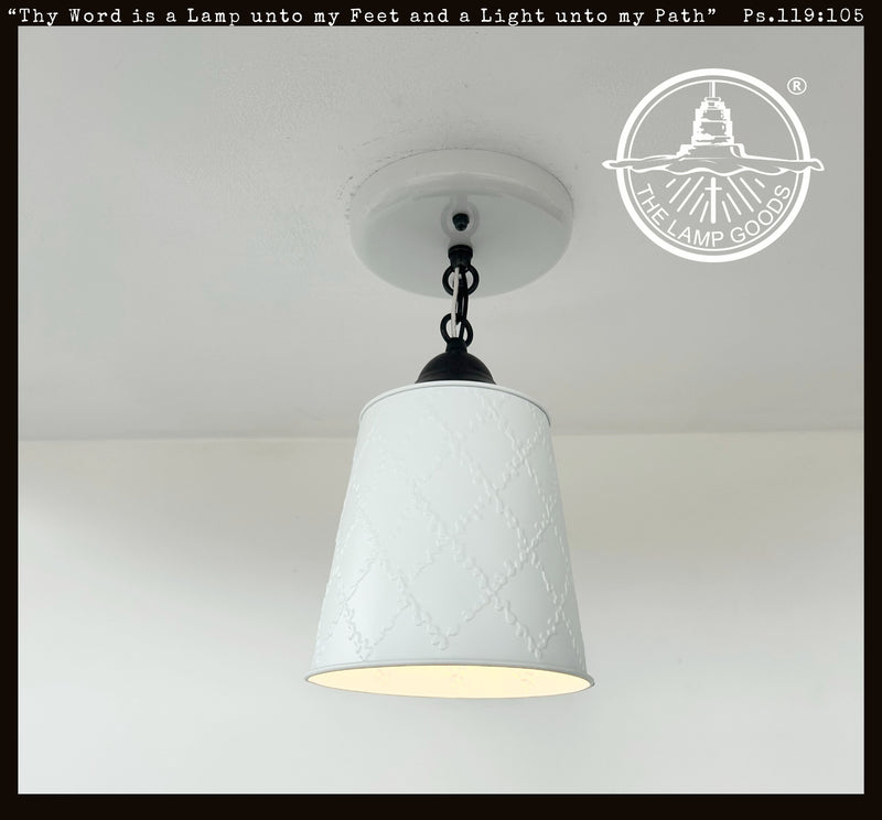 Embossed White Tin Ceiling Light - The Lamp Goods