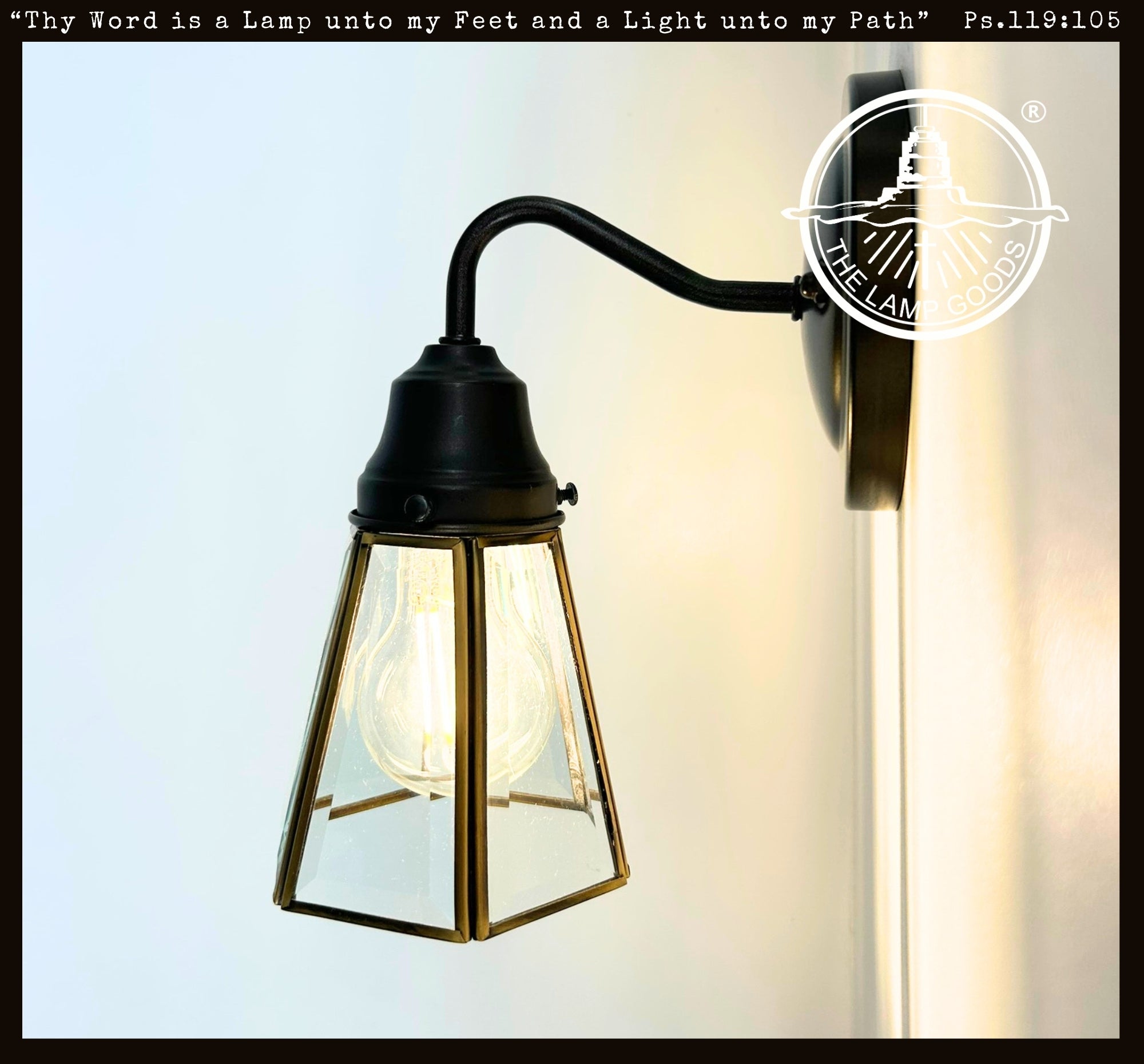 Clear Glass and Brass Wall Sconce