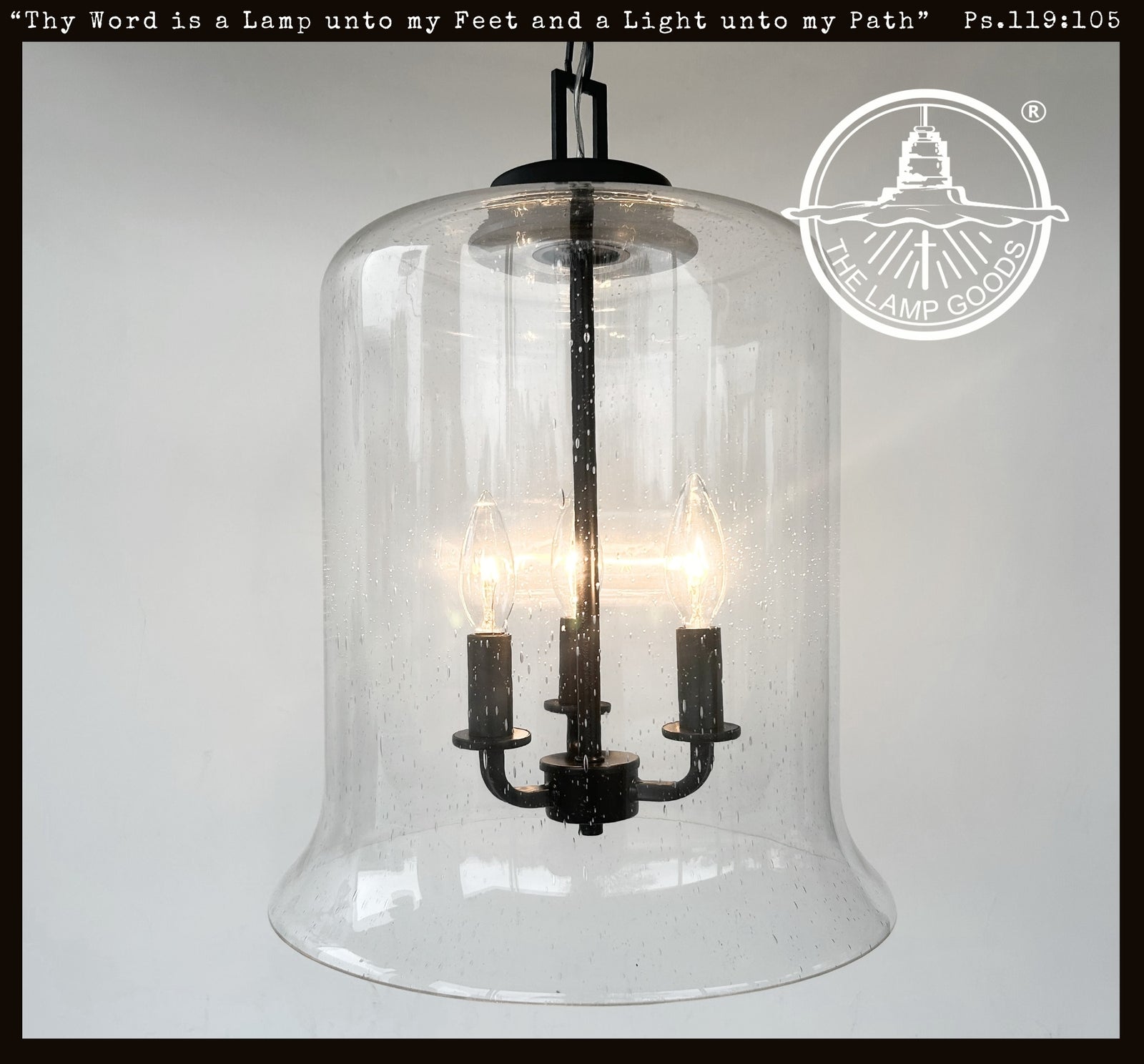 Extra Large Clear Seeded Glass Bell Pendant Light