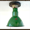 Original Vintage Rustic Industrial Green Enamel Gas Station Ceiling Light