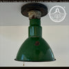 Original Vintage Rustic Industrial Green Enamel Gas Station Ceiling Light