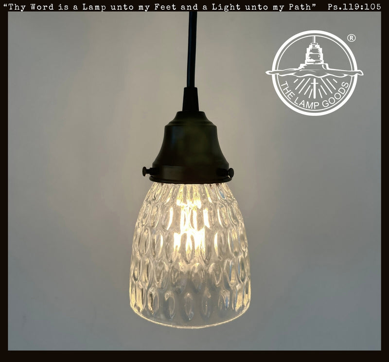 Clear Pebbled Texture Vintage Glass Pendant - The Lamp Goods