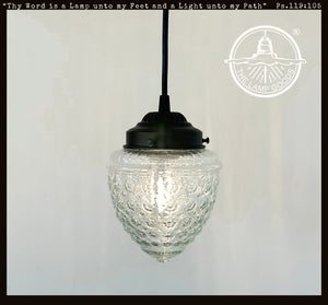 Vintage Clear Beehive Hobnail Glass Pendant