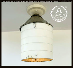 Rustic White Farmhouse Silo Ceiling Light
