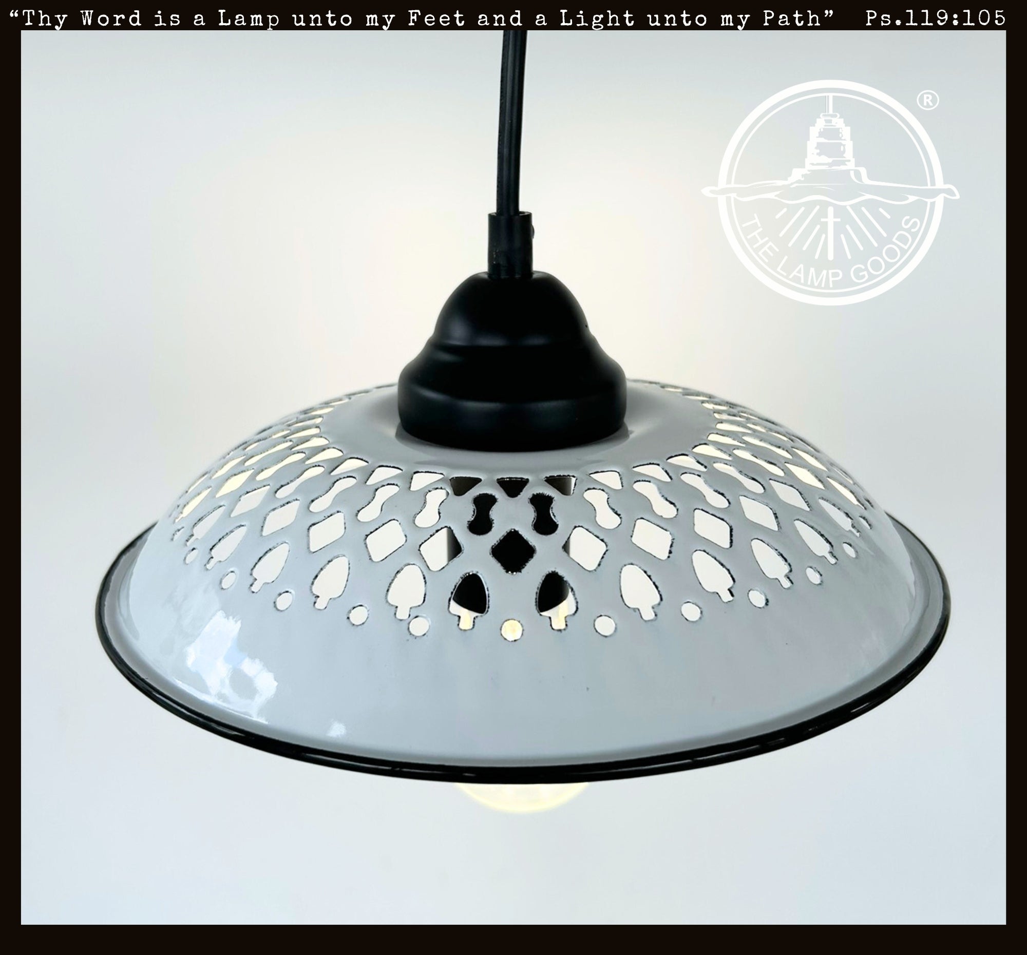 Vintage White Enamel Bread Basket Pendant Light