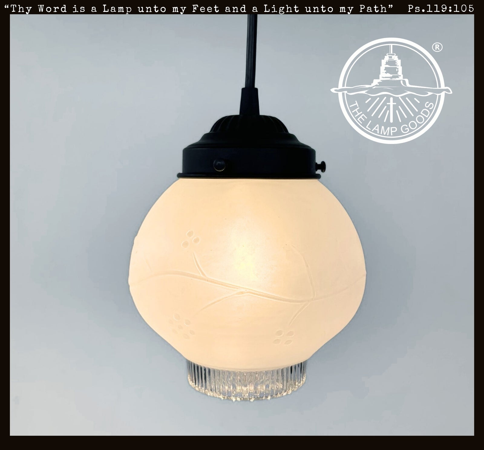 Frosted Embossed Berry Vine Globe Pendant Light