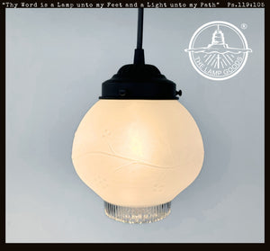 Frosted Embossed Berry Vine Globe Pendant Light