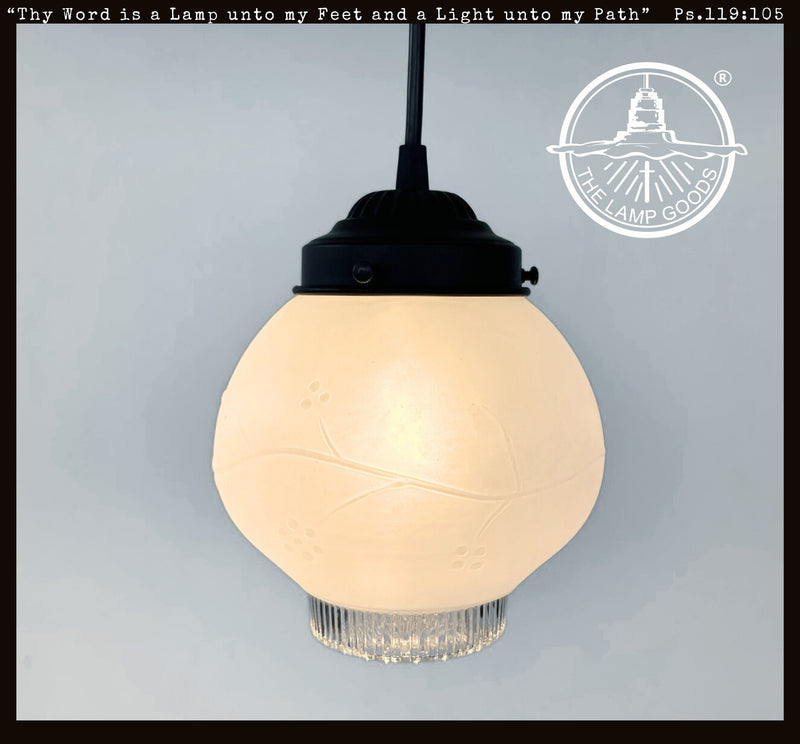 Frosted Embossed Berry Vine Globe Pendant Light - The Lamp Goods