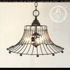 Vintage Rustic Farmhouse Wire Cage Bell Pendant Light