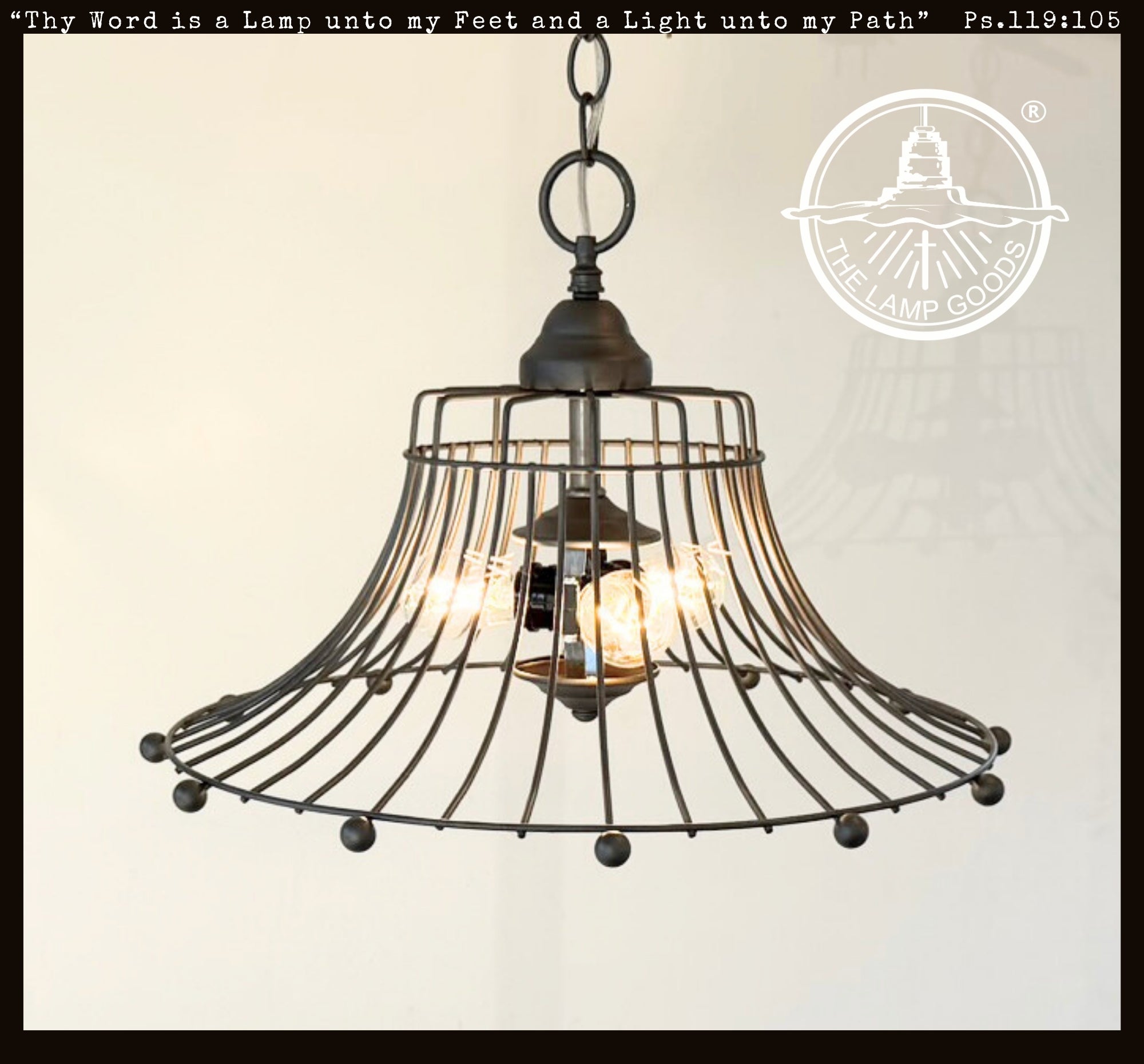 Vintage Rustic Farmhouse Wire Cage Bell Pendant Light