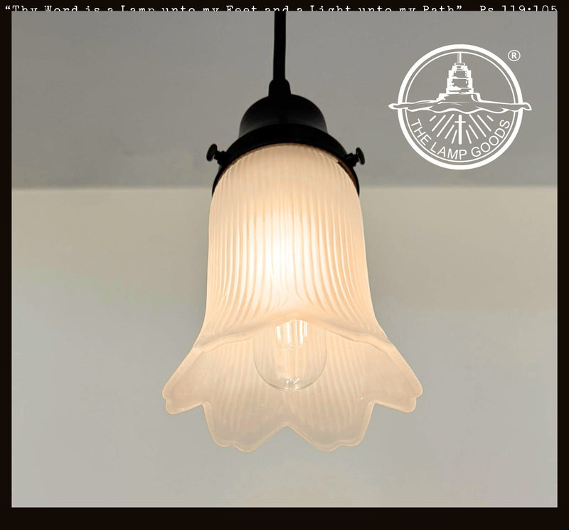 Vintage Frosted Tulip Glass Pendant Light - The Lamp Goods