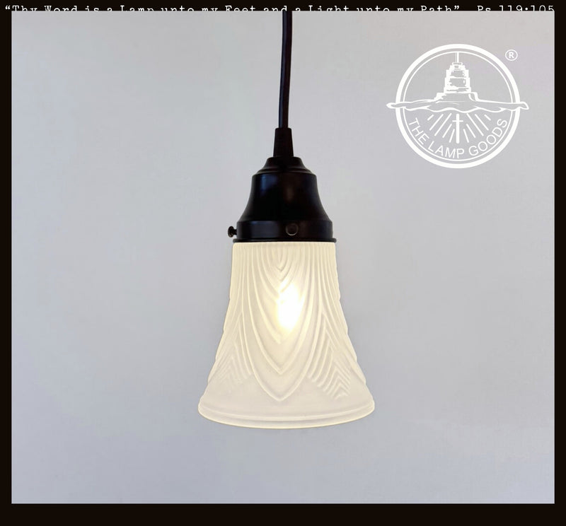 Frosted Embossed Feather Chevron Pendant - The Lamp Goods