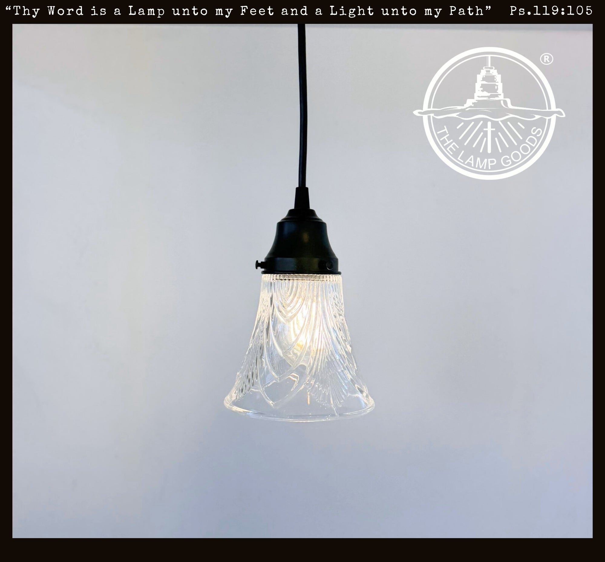 Clear Draped Chevron Single Glass Pendant