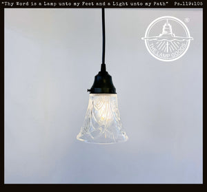 Clear Draped Chevron Single Glass Pendant