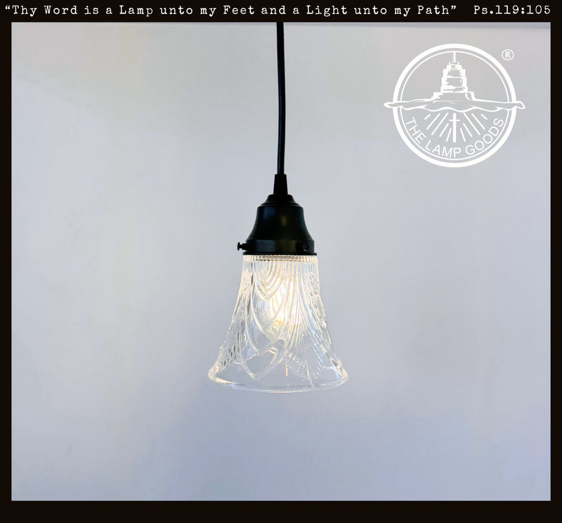 Clear Draped Chevron Single Glass Pendant - The Lamp Goods