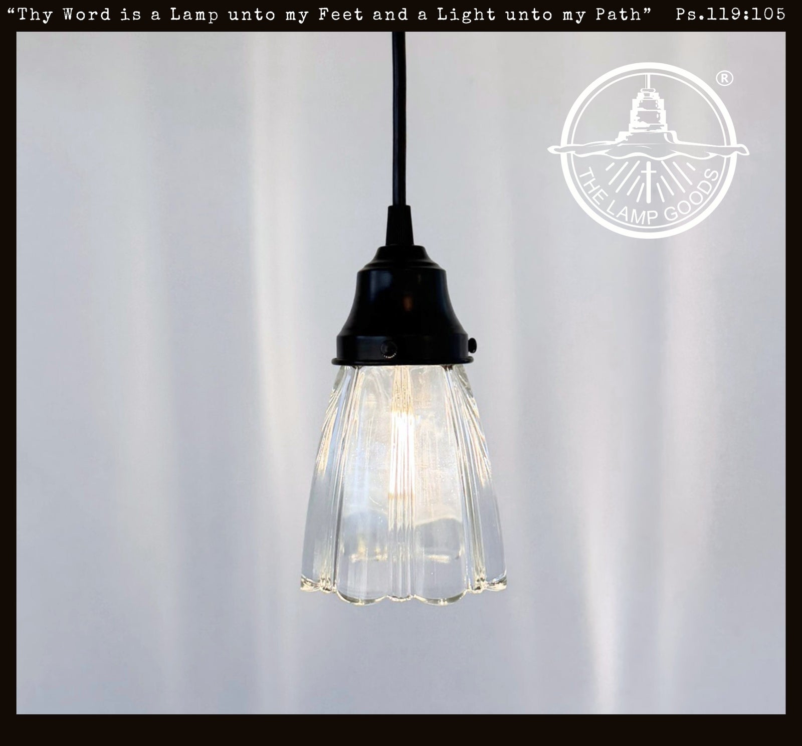 Clear Ribbed Cathedral Scallop Pendant Light