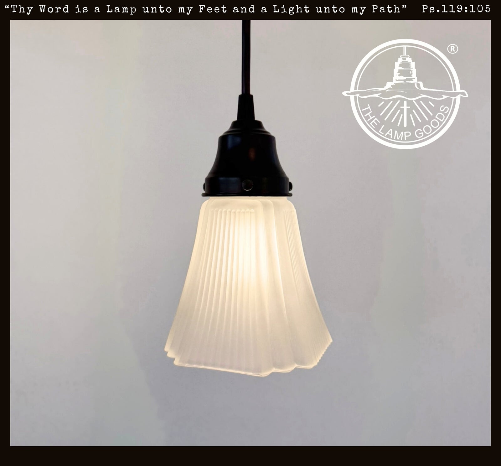 Frosted Ribbed Square Art Deco Pendant