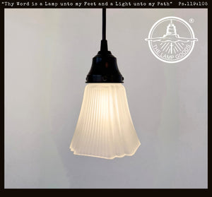 Frosted Ribbed Square Art Deco Pendant