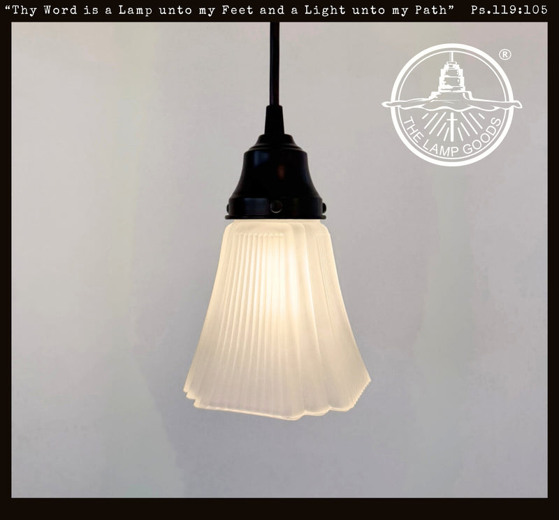 Frosted Ribbed Square Art Deco Pendant - The Lamp Goods
