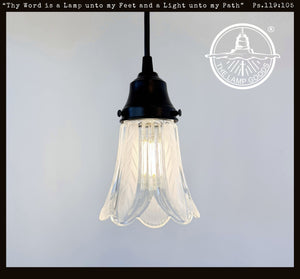 Clear and Frost Chevron Art Deco Scallop Pendant