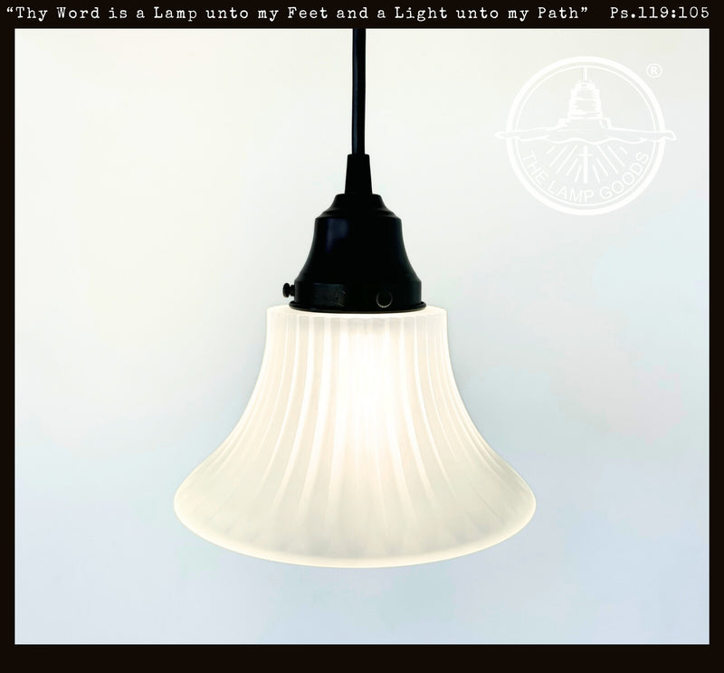 Frosted Ribbed Flute Pendant - The Lamp Goods