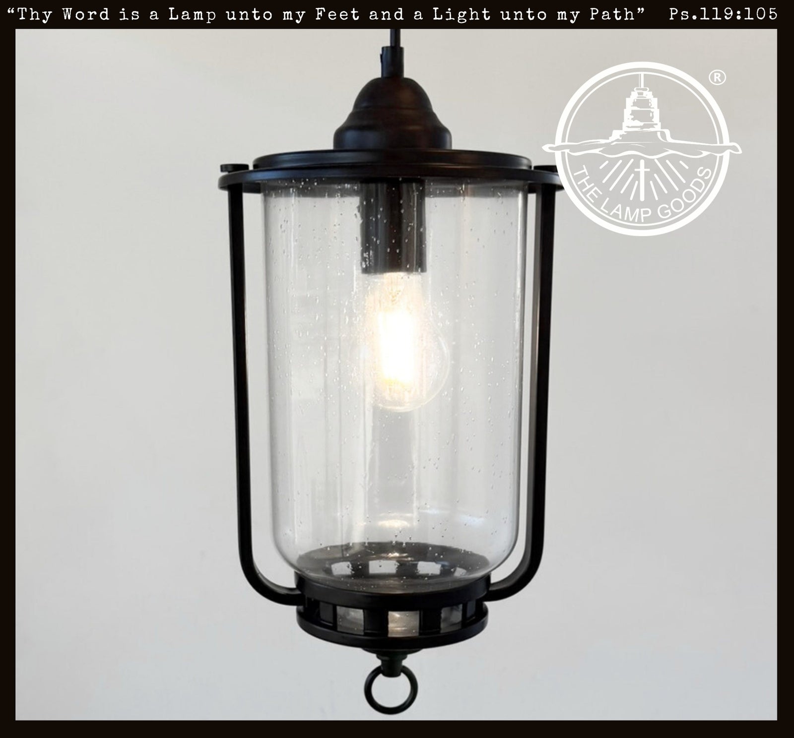 Farmhouse Clear Seeded Glass Lantern Pendant