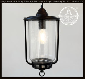 Farmhouse Clear Seeded Glass Lantern Pendant
