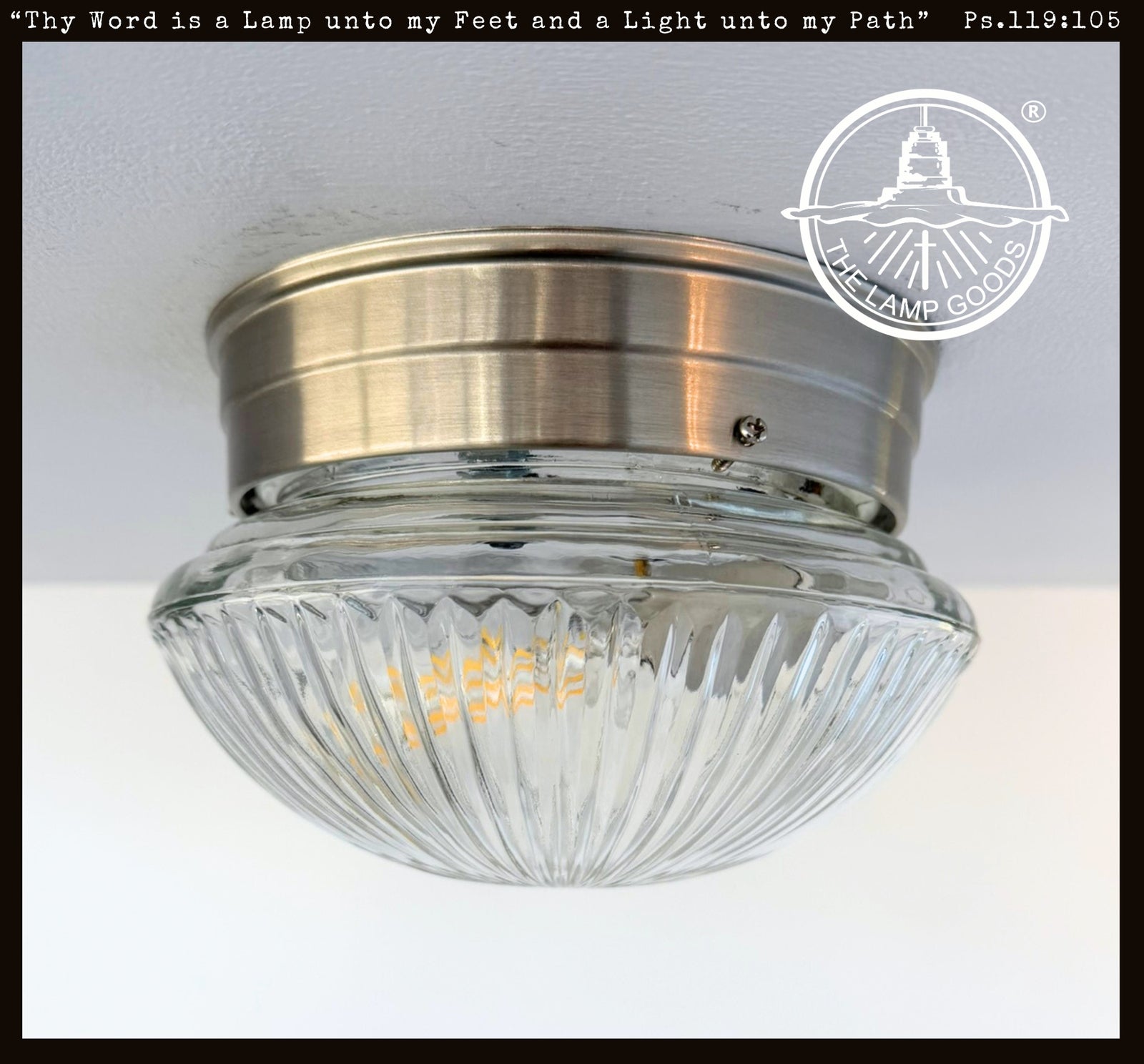 Vintage Clear Holophane Dome Ceiling Light