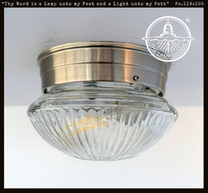 Vintage Clear Holophane Dome Ceiling Light