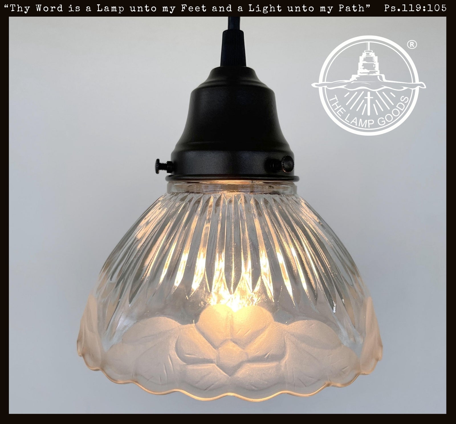 Holophane Floral Pressed 1960's Pendant