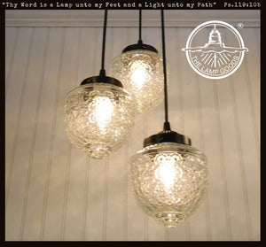Acorn Glass Pendant Light Chandelier Trio