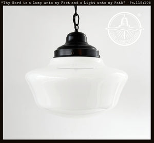 ORIGINAL SALVAGED SCHOOLHOUSE Heritage Milk Glass 1900's Pendant