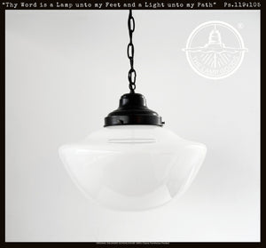 Heritage Milk Glass Schoolhouse Pendant Single 12"